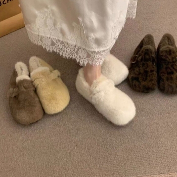 Ženske plišane loaferice s okruglim vrhom, niski 3-5 cm potpetice, EVA uložak, gumena potplat, topla zimska svakodnevna obuća