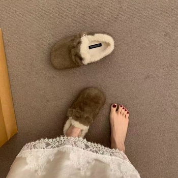 Ženske plišane loaferice s okruglim vrhom, niski 3-5 cm potpetice, EVA uložak, gumena potplat, topla zimska svakodnevna obuća