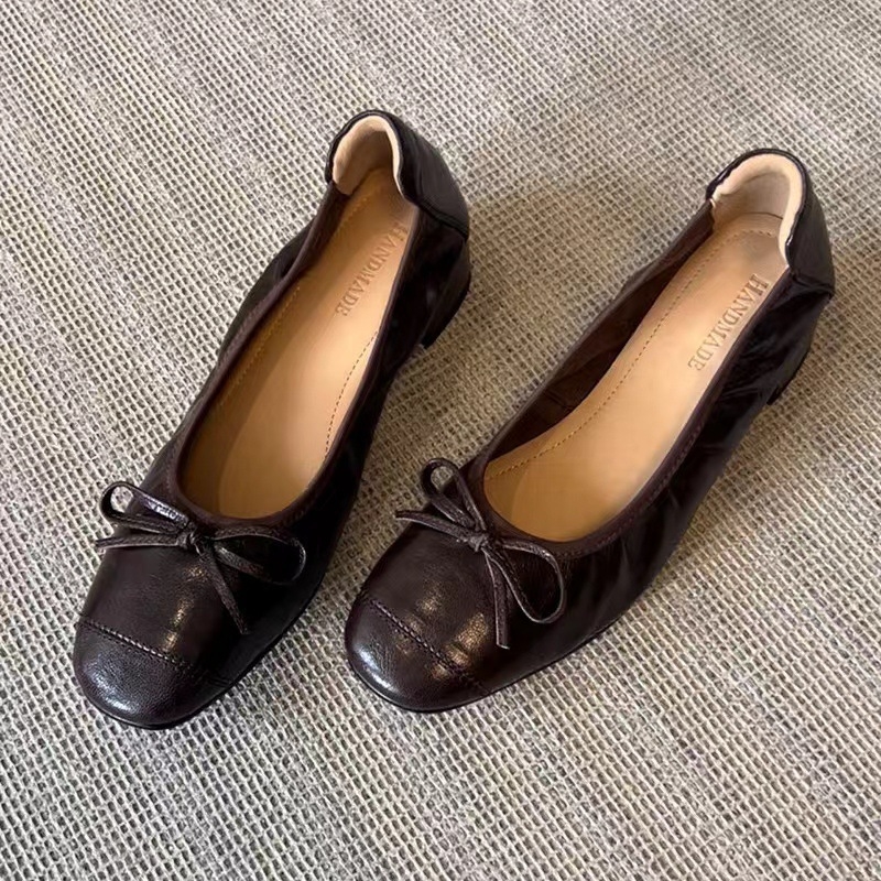 Doudou cipele s ovčjom kožom, mašna, kvadratni vrh, niski potplat 1–3 cm, gumena potplata