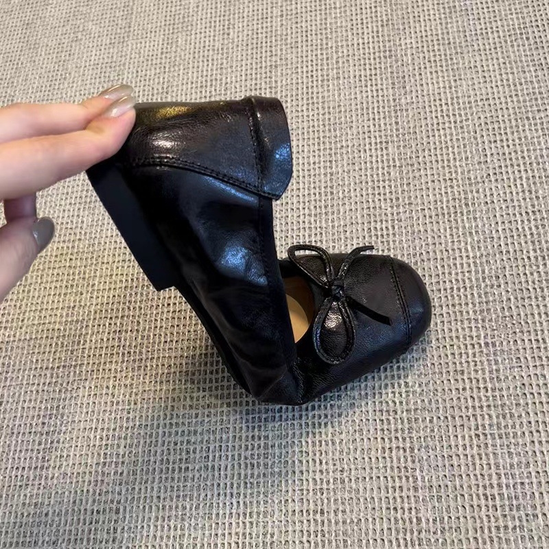 Doudou cipele s ovčjom kožom, mašna, kvadratni vrh, niski potplat 1–3 cm, gumena potplata
