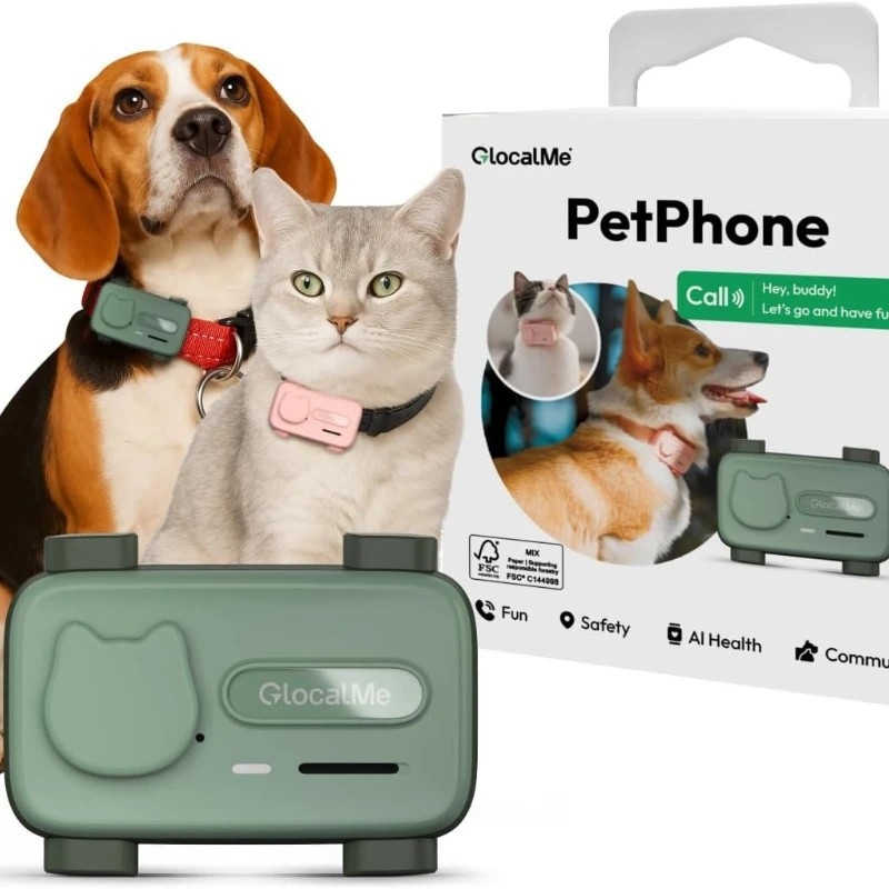 Glocalme eSIM kisállatlokátor digitális kerítés alkalmazással — Modell 202, műanyag, 0,1 kg