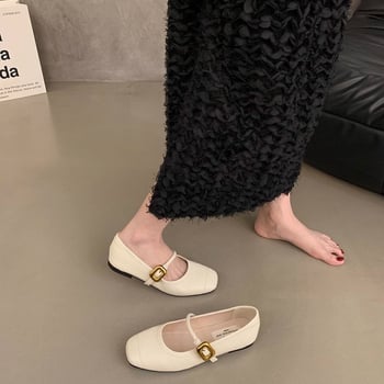Mary Jane cipele, korejskog stila, remen s kopčom, niski pet, četvrtasta nosnica, PU gornji dio, gumeni potplat