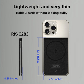 K01 Lokator držača kartica s magnetskim mehanizmom, koža + nehrđajući čelik, Bluetooth praćenje, bežično punjenje, kompatibilno s iOS-om