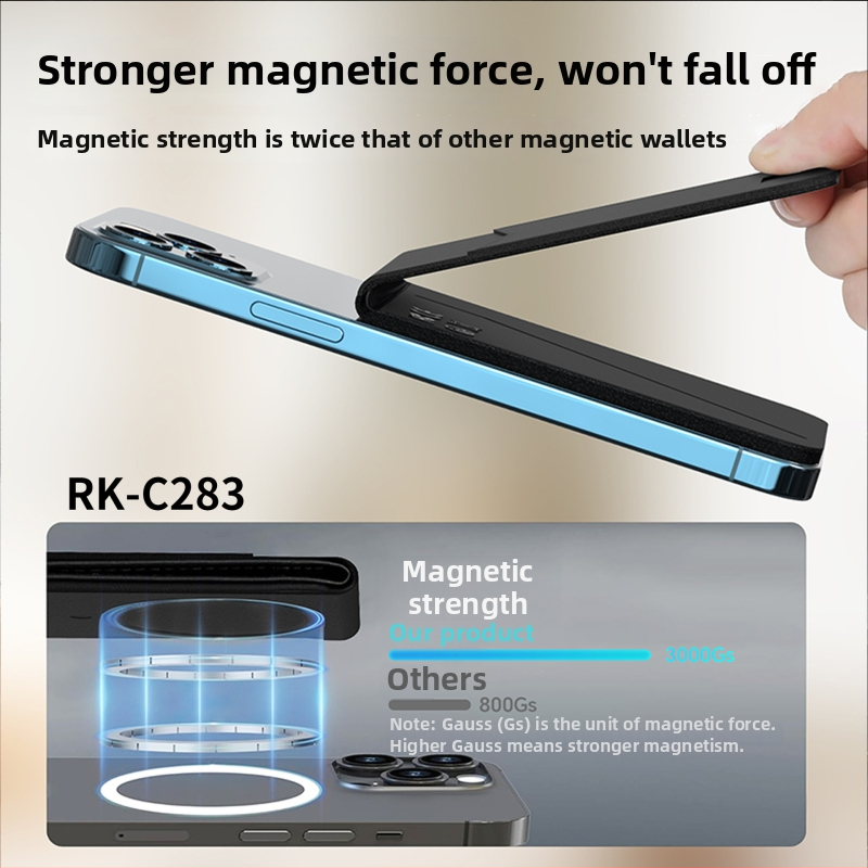 K01 Lokator držača kartica s magnetskim mehanizmom, koža + nehrđajući čelik, Bluetooth praćenje, bežično punjenje, kompatibilno s iOS-om