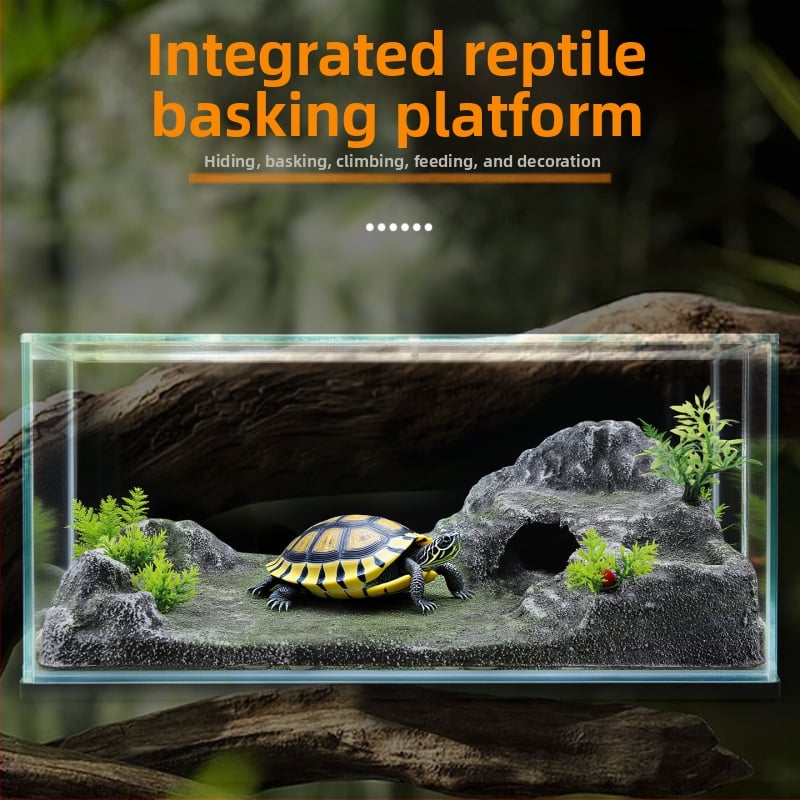 PVC akvarijski krajinski kamen s platformom za sunčanje kornjače, plutajući otok i penjačka ljestvica – Porijeklo Guangdong Shantou; Nije uvezeno