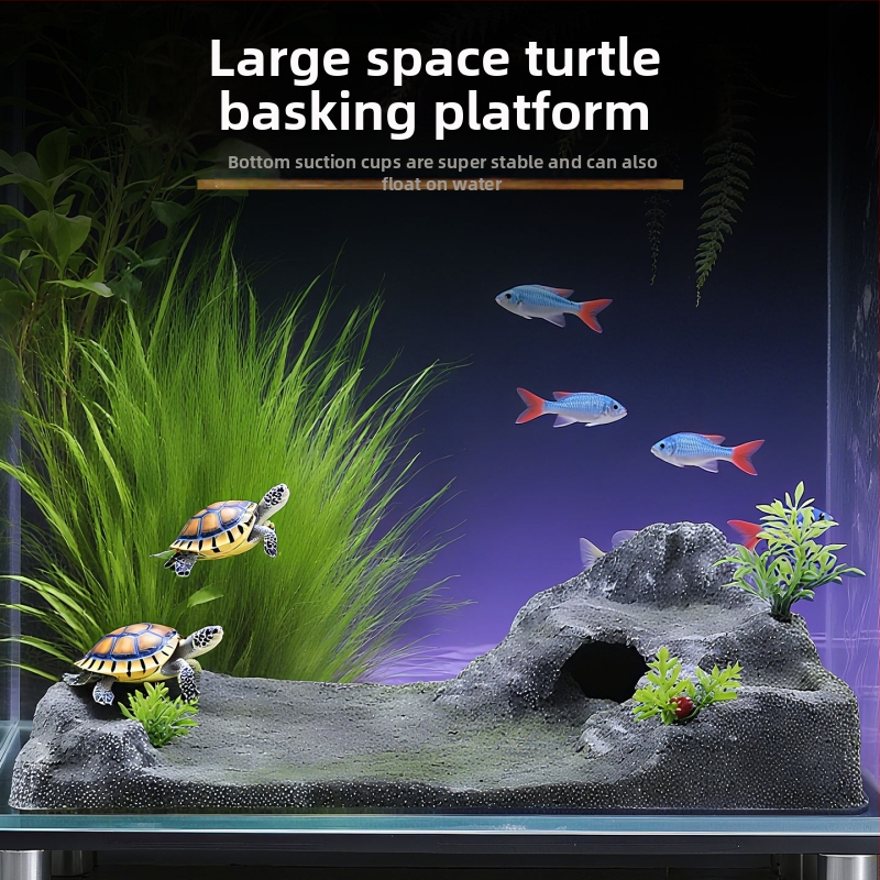PVC akvarijski krajinski kamen s platformom za sunčanje kornjače, plutajući otok i penjačka ljestvica – Porijeklo Guangdong Shantou; Nije uvezeno