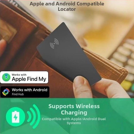 Uređaj za kartice s dvostrukim sustavom, vodootporan, protiv gubitka, model K2 dual system, kompatibilan s Apple AirTag i Androidom, bežični sučelje, baterija 75 mAh, ABS