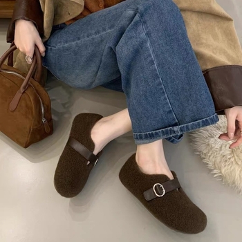Cipele u stilu Birkenstock, vuneni gornji dio, podstava od umjetnog krzna, unutarnje povećanje od 3 cm, elastično zatvaranje