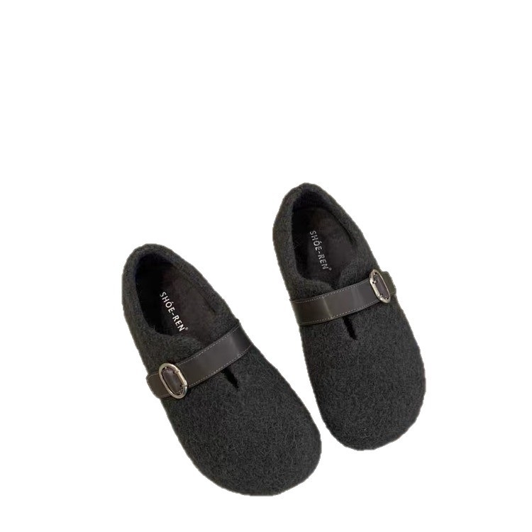Cipele u stilu Birkenstock, vuneni gornji dio, podstava od umjetnog krzna, unutarnje povećanje od 3 cm, elastično zatvaranje