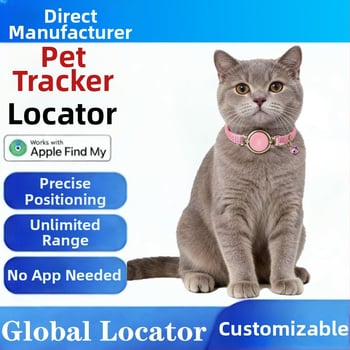 Ovratnik za praćenje kućnih ljubimaca s Airtag – aluminijski spoj, gumb baterija, GPS točnost 30 m, uređaj za praćenje