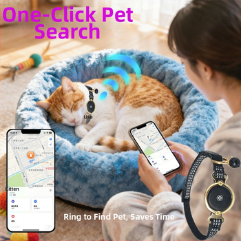 Ovratnik za praćenje kućnih ljubimaca s Airtag – aluminijski spoj, gumb baterija, GPS točnost 30 m, uređaj za praćenje