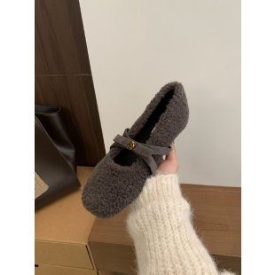 Ženske loaferice s mikrovlaknenom kožom i umjetnim krznom (Kvadratni vrh; Visina potpetice 3–5 cm; Potplata: gumena; Unutrašnjost: umjetno krzno; Uzorak: pruge)