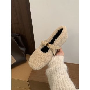 Ženske loaferice s mikrovlaknenom kožom i umjetnim krznom (Kvadratni vrh; Visina potpetice 3–5 cm; Potplata: gumena; Unutrašnjost: umjetno krzno; Uzorak: pruge)