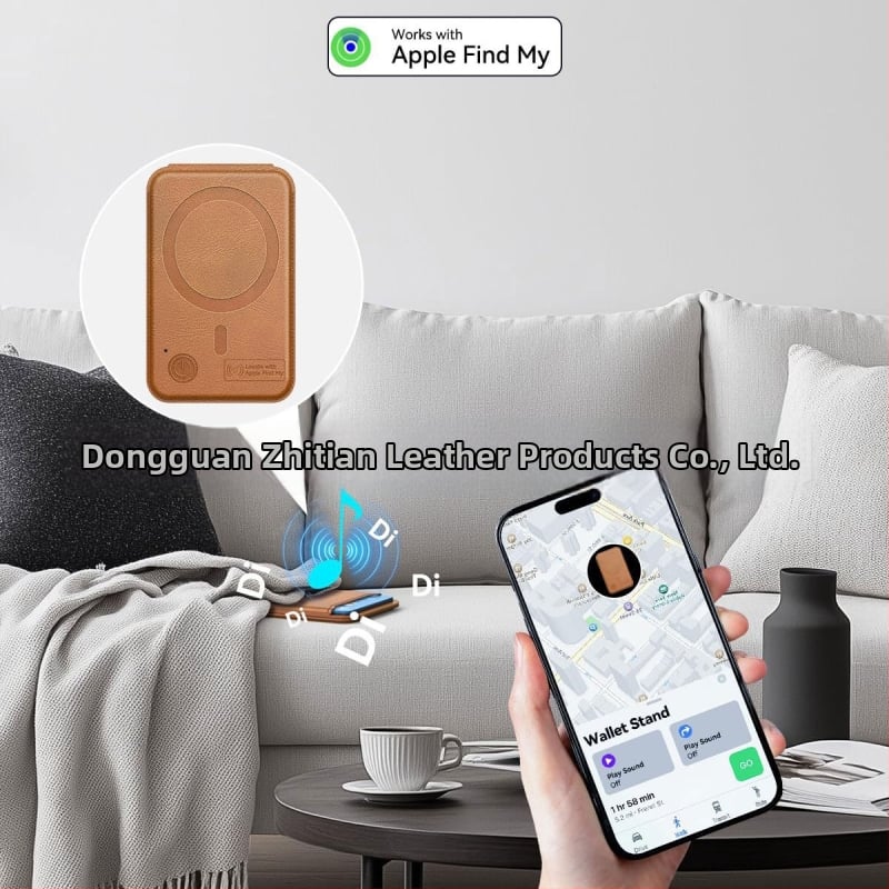 Find My kućište za kartice sa magnetskim držačem za iOS (PU materijal, 130 mAh baterija, Find My sučelje, magnetsko pričvršćivanje)