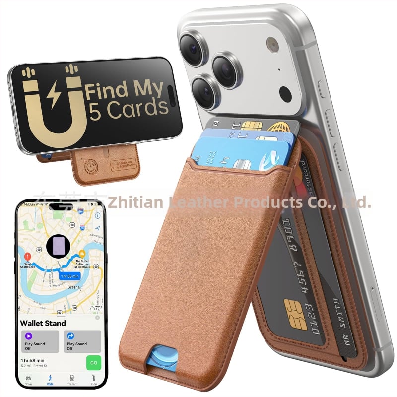 Find My kućište za kartice sa magnetskim držačem za iOS (PU materijal, 130 mAh baterija, Find My sučelje, magnetsko pričvršćivanje)