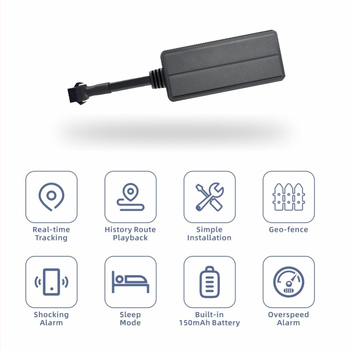 Autotracker GPS do auta, model M16; presnosť GPS 5 m; alarmné režimy: vibrácie, výpadok napájania, SOS, mobilný, oplotenie, prekročenie rýchlosti; rozmery 80×39×17 mm