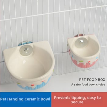 Totoro tema viseća keramička zdjela za kućne ljubimce, protiv prosipanja, sigurno pričvršćivanje, pogodno za mala životinja