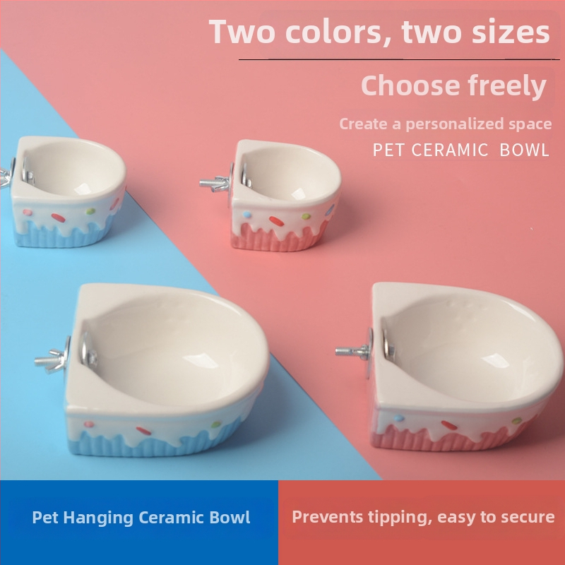 Totoro tema viseća keramička zdjela za kućne ljubimce, protiv prosipanja, sigurno pričvršćivanje, pogodno za mala životinja