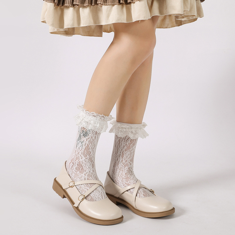 Ženske JK kožne cipele od sintetičke kože, okrugli vrh, niski pet 1-3 cm, gumeni potplat, EVA ulošak, u stilu JK uniforme