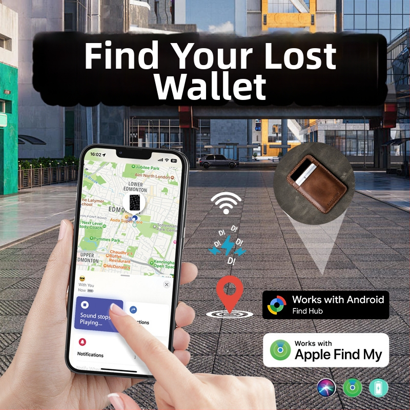 Dualni sustav GPS tracker za iOS i Android – kartični lokator protiv gubitka, model K18, ABS, 31 g, 100 mAh, bežično punjenje