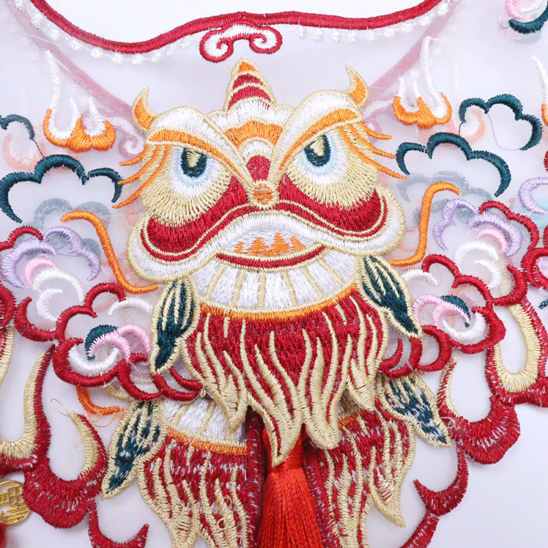Shengchao art organza šal s geometrijskim uzorkom i kineskog stila vezom