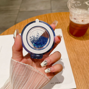 Suport pentru telefon cu inel metalic, autocolant pe spate cu efect nisip, stand de birou portabil — Personalizare disponibilă