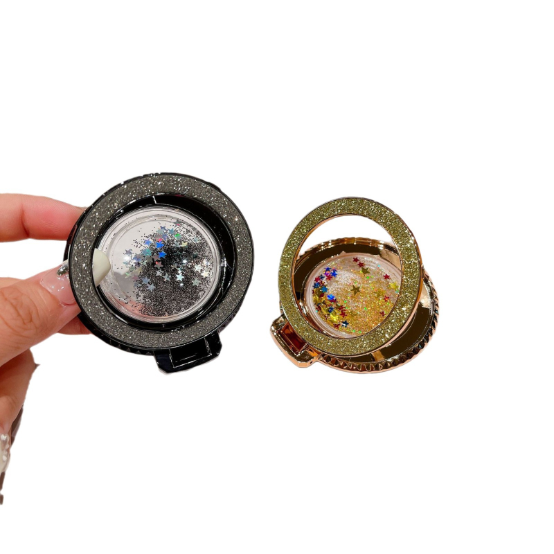 Suport pentru telefon cu inel metalic, autocolant pe spate cu efect nisip, stand de birou portabil — Personalizare disponibilă