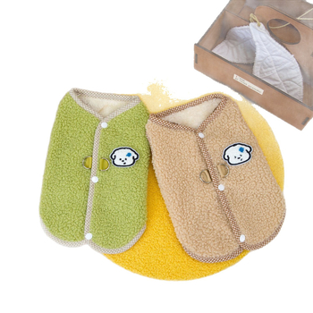 Gilet za kućne ljubimce od ovčje vune, podstavljena flisom, za sve sezone, s stražnjom kopčom za povodac, pogodan za pse i mačke