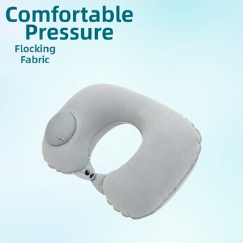 У-образна надуваема възглавница за пътуване, пълнена с въздух, флокинг плат, модерен стил, подходяща за деца и възрастни