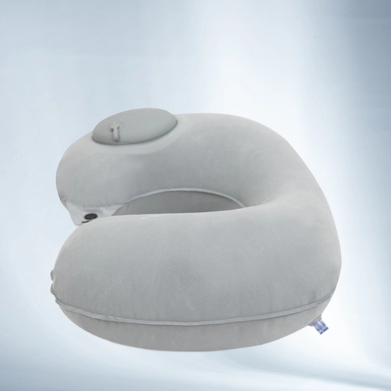 У-образна надуваема възглавница за пътуване, пълнена с въздух, флокинг плат, модерен стил, подходяща за деца и възрастни