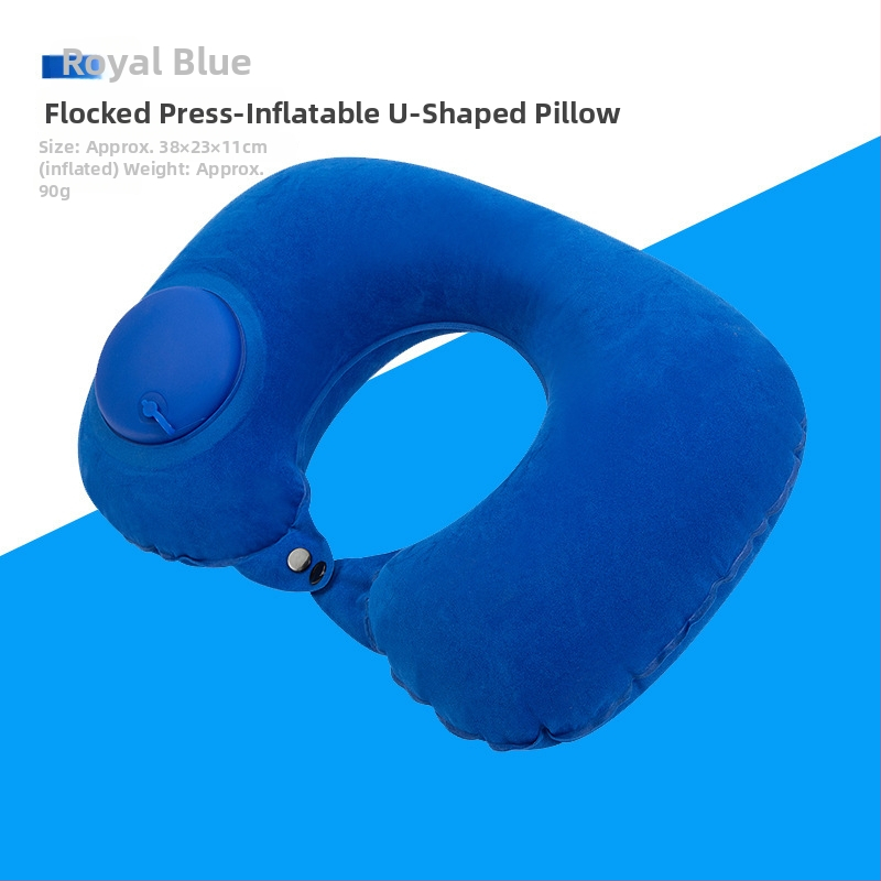 У-образна надуваема възглавница за пътуване, пълнена с въздух, флокинг плат, модерен стил, подходяща за деца и възрастни