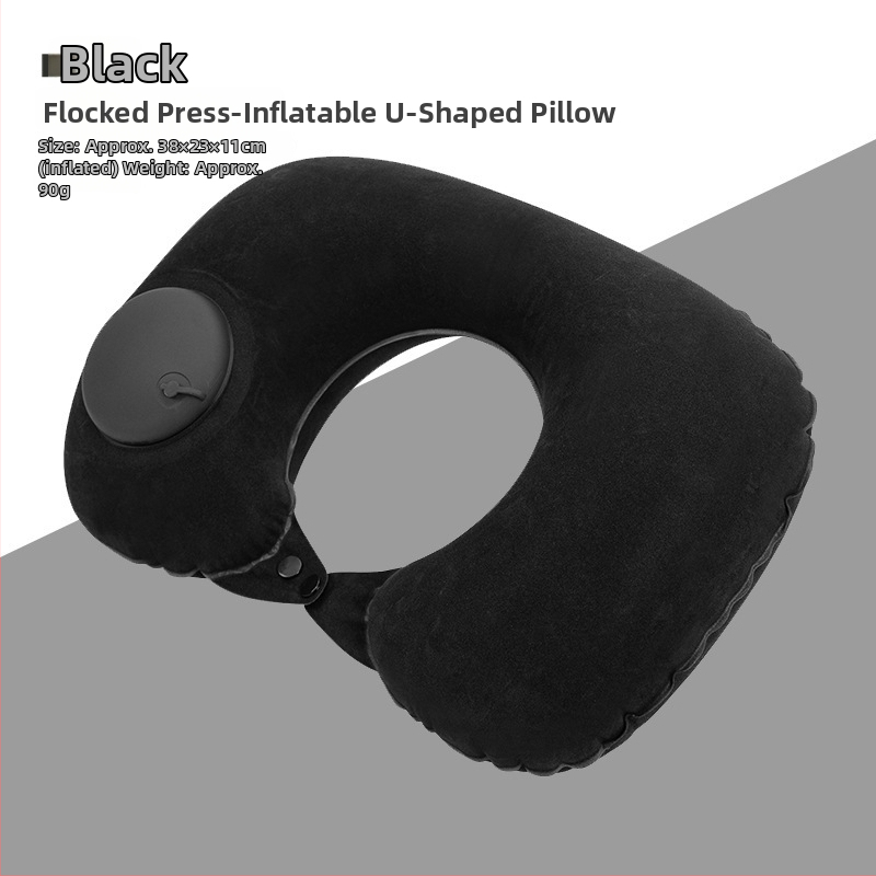 У-образна надуваема възглавница за пътуване, пълнена с въздух, флокинг плат, модерен стил, подходяща за деца и възрастни