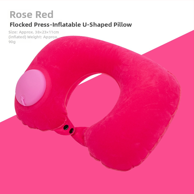 У-образна надуваема възглавница за пътуване, пълнена с въздух, флокинг плат, модерен стил, подходяща за деца и възрастни
