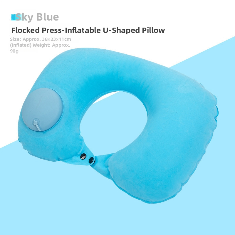 У-образна надуваема възглавница за пътуване, пълнена с въздух, флокинг плат, модерен стил, подходяща за деца и възрастни