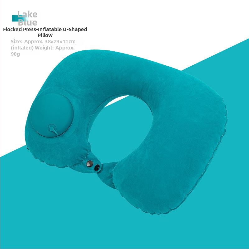 У-образна надуваема възглавница за пътуване, пълнена с въздух, флокинг плат, модерен стил, подходяща за деца и възрастни