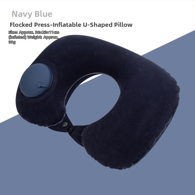 У-образна надуваема възглавница за пътуване, пълнена с въздух, флокинг плат, модерен стил, подходяща за деца и възрастни