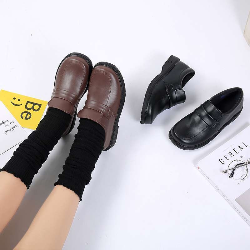 Ravne cipele s okruglim vrhom, PU gornji dio, vintage brogue stil, visina pete iznad 8 cm, slip-on zatvaranje