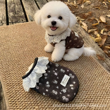 Odeća za kućne ljubimce: vesta s cvjetnom čipkom, fleece podstava (za šetnju s povodcem, za pse i mačke, japansko-korejski stil)