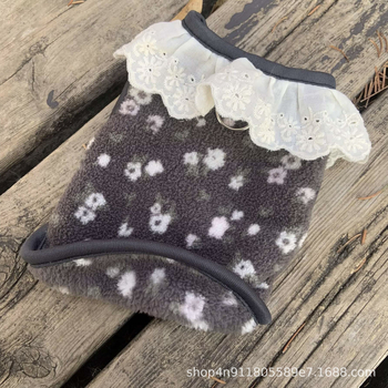 Odeća za kućne ljubimce: vesta s cvjetnom čipkom, fleece podstava (za šetnju s povodcem, za pse i mačke, japansko-korejski stil)