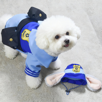 Kostim policijskog službenika za kućne ljubimce - transformacijski kostim za male pse, mačke i zečeve, kapuljača, poliester, ležerni stil, za sve sezone