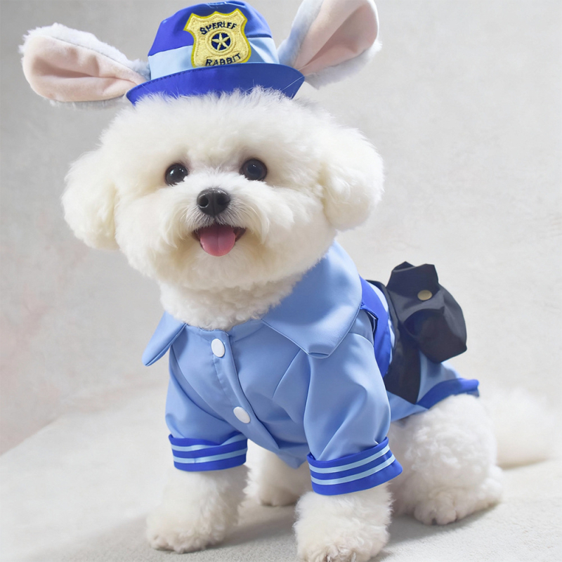 Kostim policijskog službenika za kućne ljubimce - transformacijski kostim za male pse, mačke i zečeve, kapuljača, poliester, ležerni stil, za sve sezone