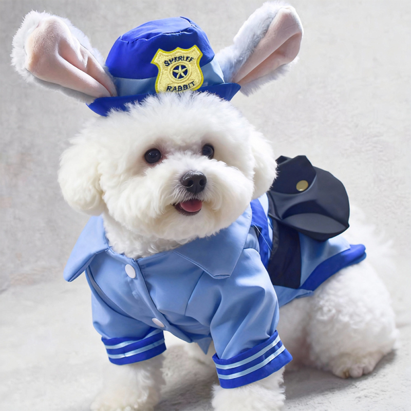 Kostim policijskog službenika za kućne ljubimce - transformacijski kostim za male pse, mačke i zečeve, kapuljača, poliester, ležerni stil, za sve sezone