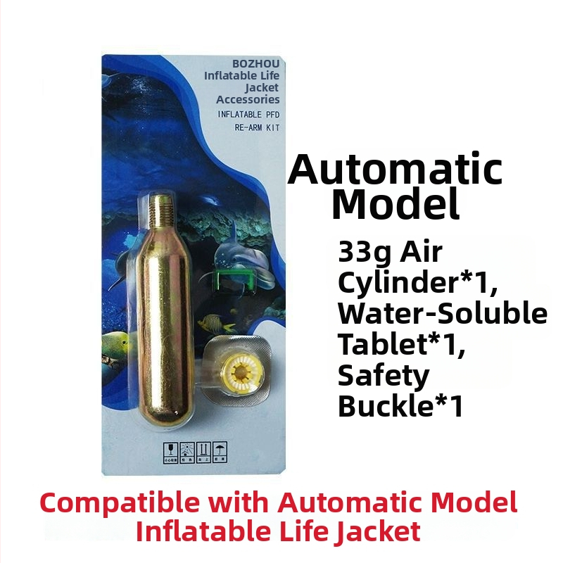 CO2 fľaša pre nafukovací záchranný pás, 33 g / 24 g, vodou citlivá tableta, príslušenstvo k záchrannému pásu