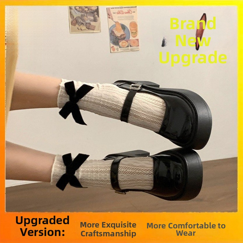 Pantofi Mary Jane din PU pentru femei, toc gros tip platformă (1–3 cm), slip-on, talpă din cauciuc, stil coreean, vară