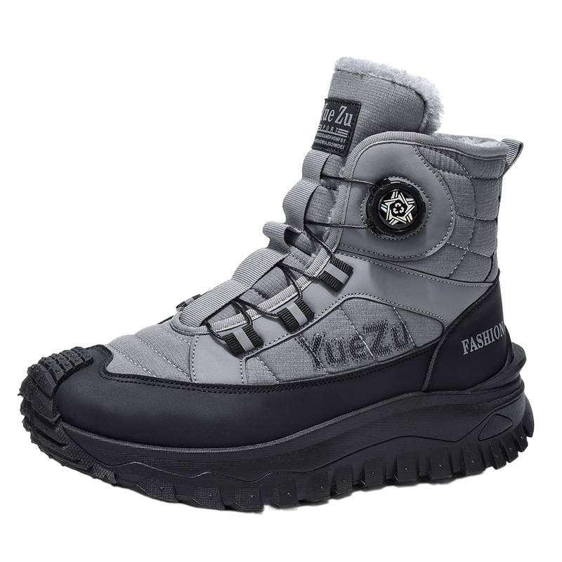 Unisex čizme za snijeg, visok profil, vanjski materijal: prava koža, unutarnja umjetna krznena podstava, gumeni potplat, prednje vezivanje, niski pet 1–3 cm, zimi