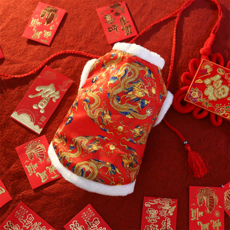 Pasji prsluk – jesen/zima kineskog Tang stila, debela zimna podstava, poliester