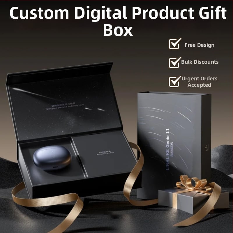 Prilagodljiva kutija za digitalne proizvode za mobilni telefon, papir 250 g/m², moguć tisk logotipa, offset/UV graviranje sa srebrnim urezom