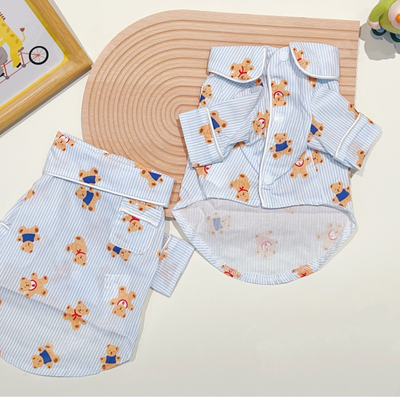 Majica za kućne ljubimce s karikaturalnim medvjedićem, pamuk, proljeće-ljeto