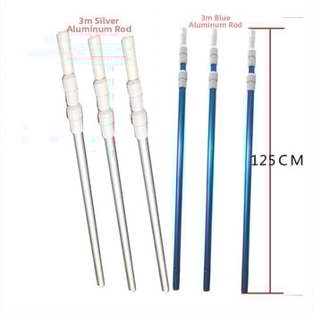 Telescopická hliníková tyč do bazéna na čistenie a záchranu, s mrežovým príslušenstvom (Hliník • Čistenie a záchrana • Mrežové príslušenstvo)