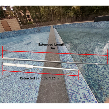 Telescopická hliníková tyč do bazéna na čistenie a záchranu, s mrežovým príslušenstvom (Hliník • Čistenie a záchrana • Mrežové príslušenstvo)